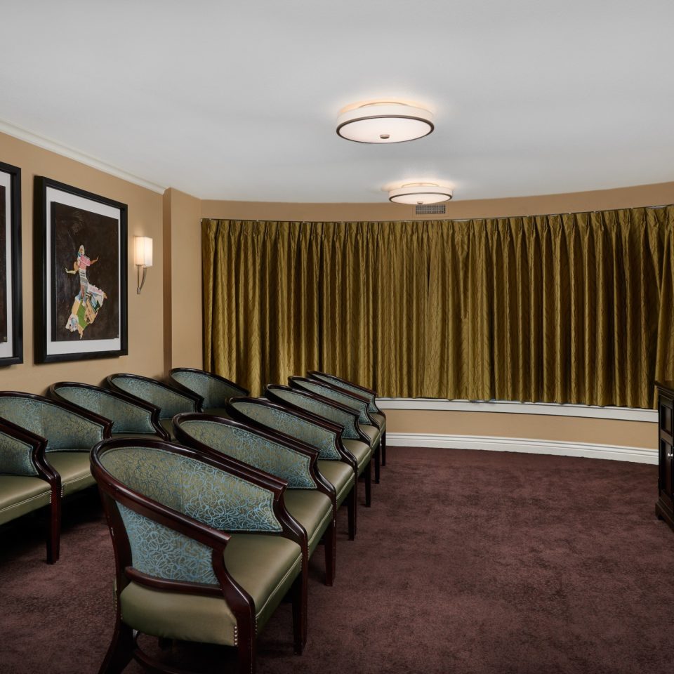 Cathedral Hill theatre has lots of seating and a large television.