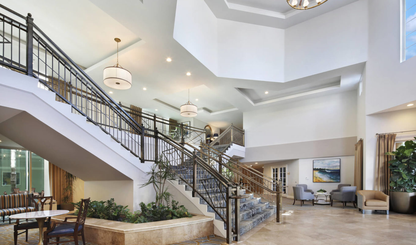Cerritos entry area with large stair case