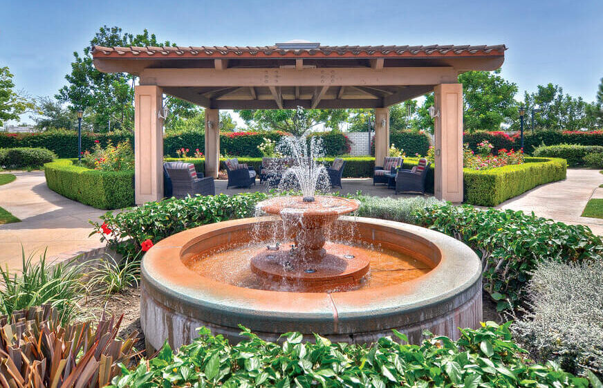 Cerritos fountain and outside veranda