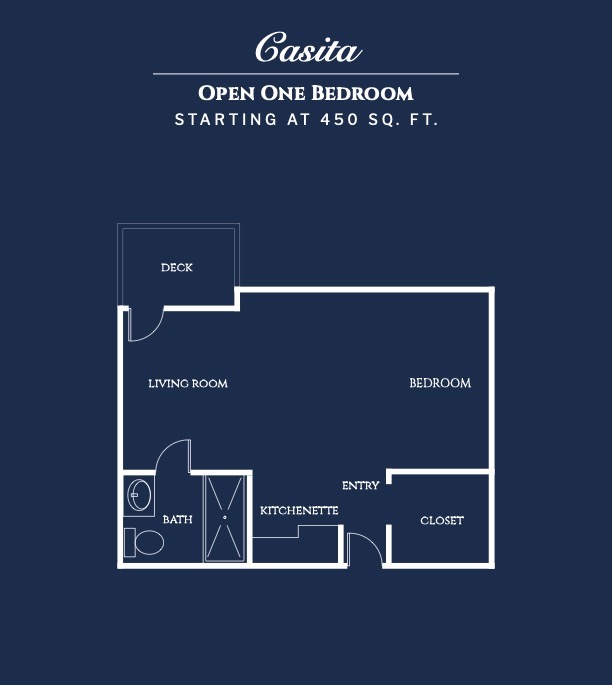Floor plans for the Gasita One Bedroom.