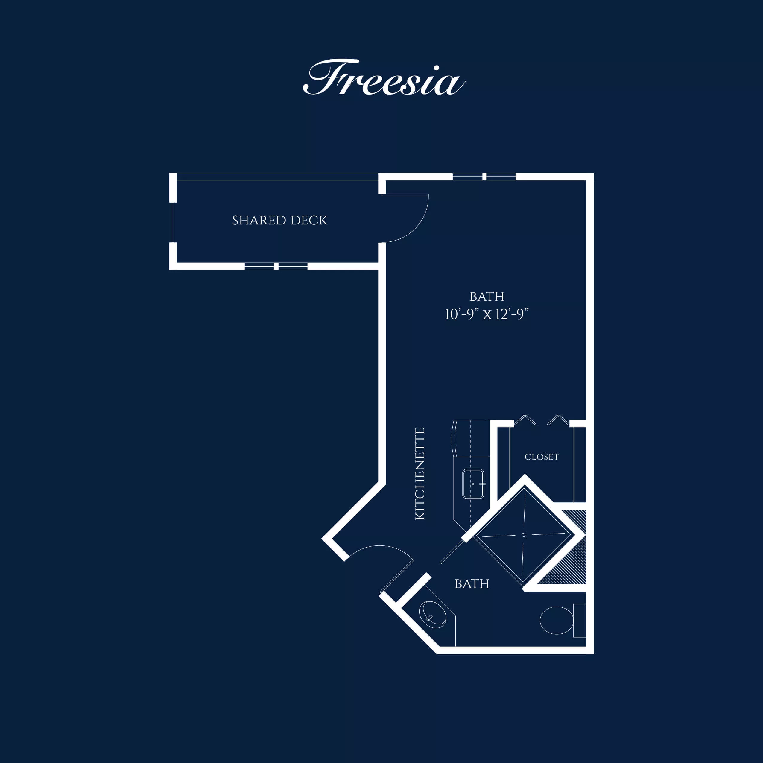 Floorplan of Freesia guestroom