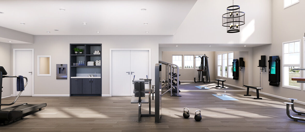 Fitness Center with various weights and equipment.