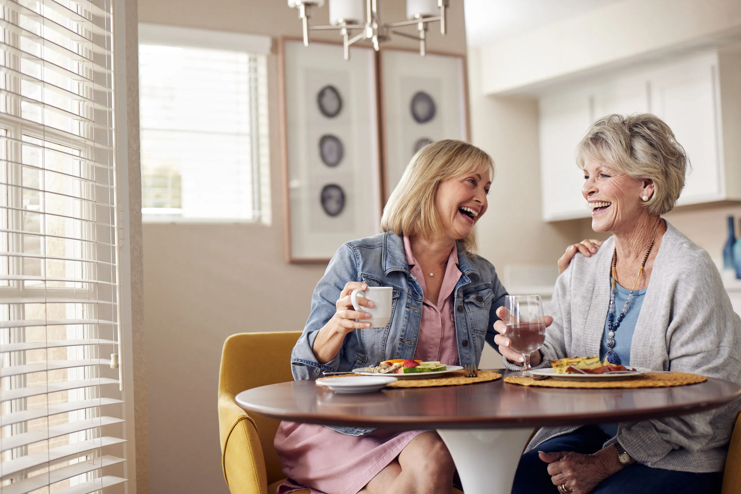 smiling-lady-with-senior-woman-eating-together